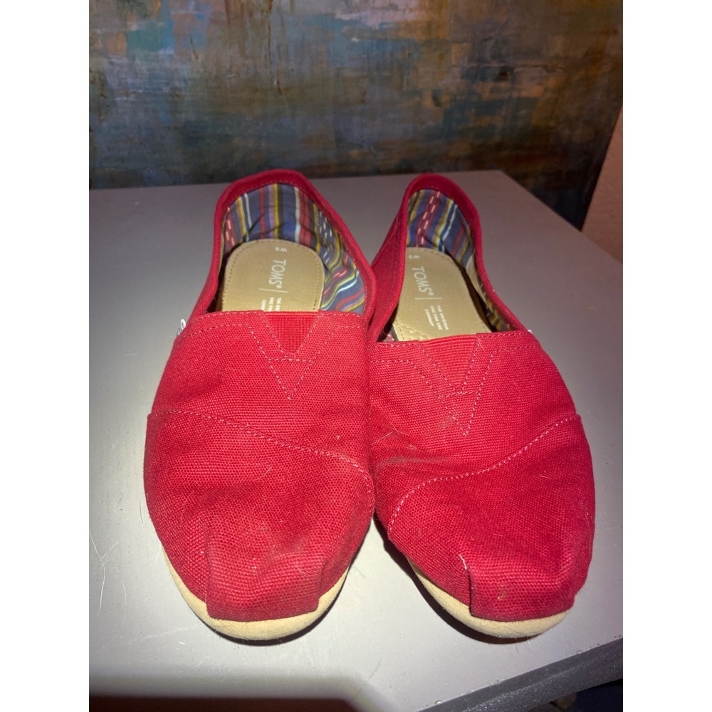 Toms Women's Red Canvas Slip-On Flats